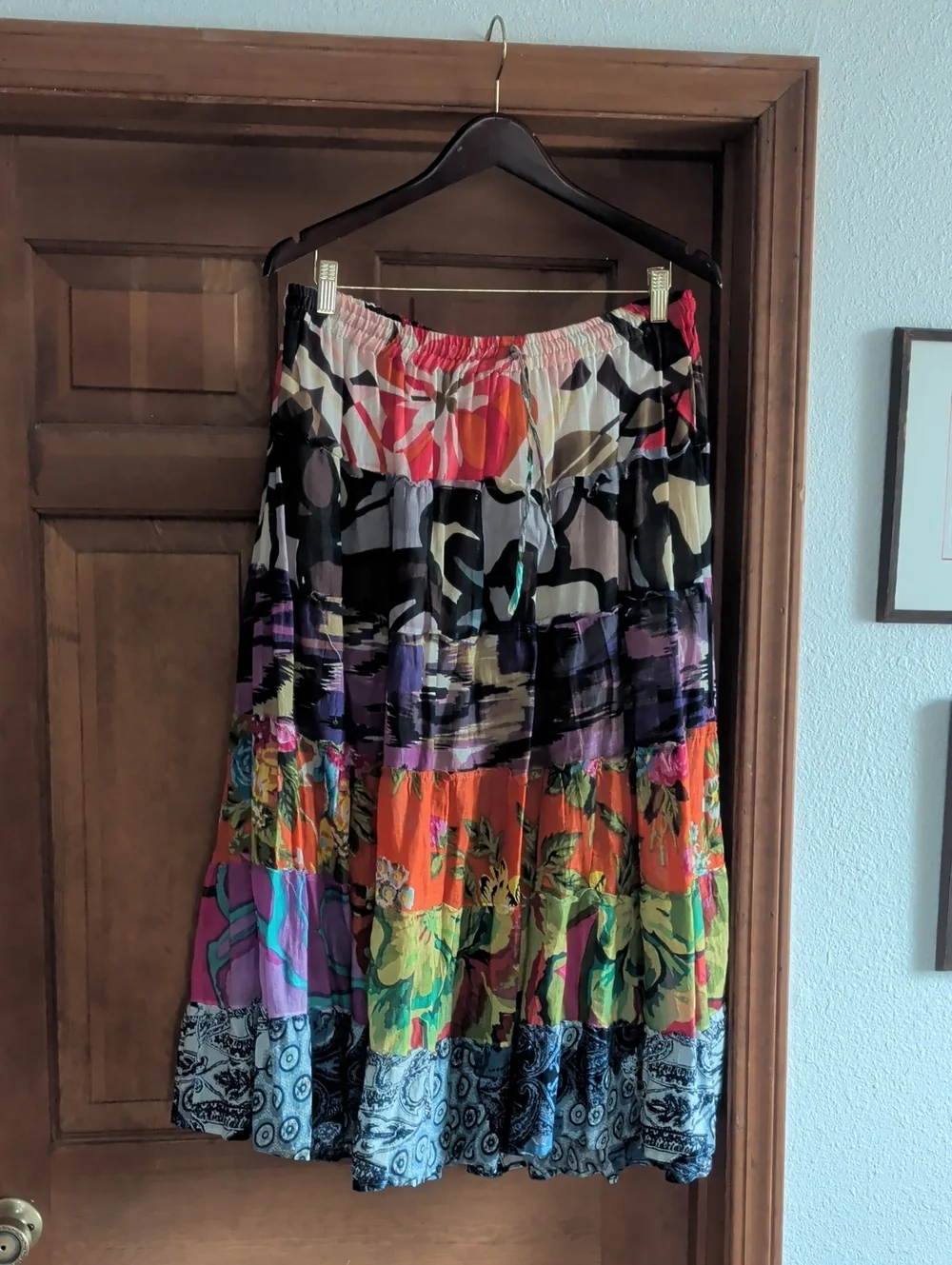 Bohemian Tiered Multi-Color Maxi Skirt